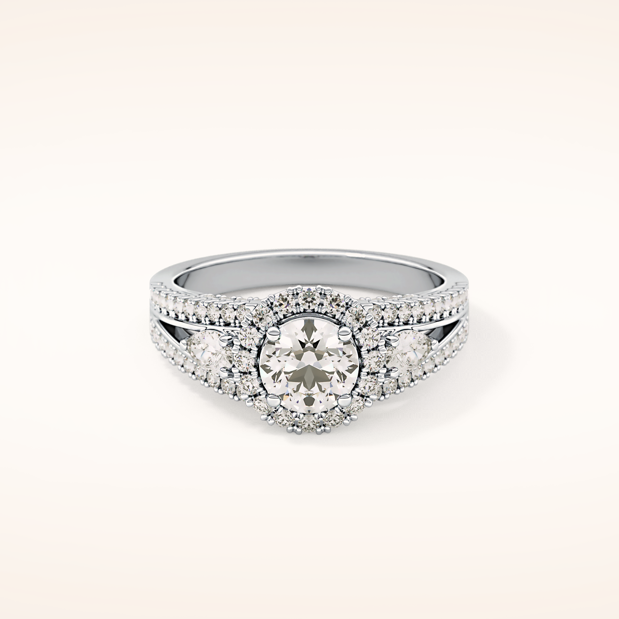 0.62 CT Round Shaped Cluster Moissanite Engagement Ring
