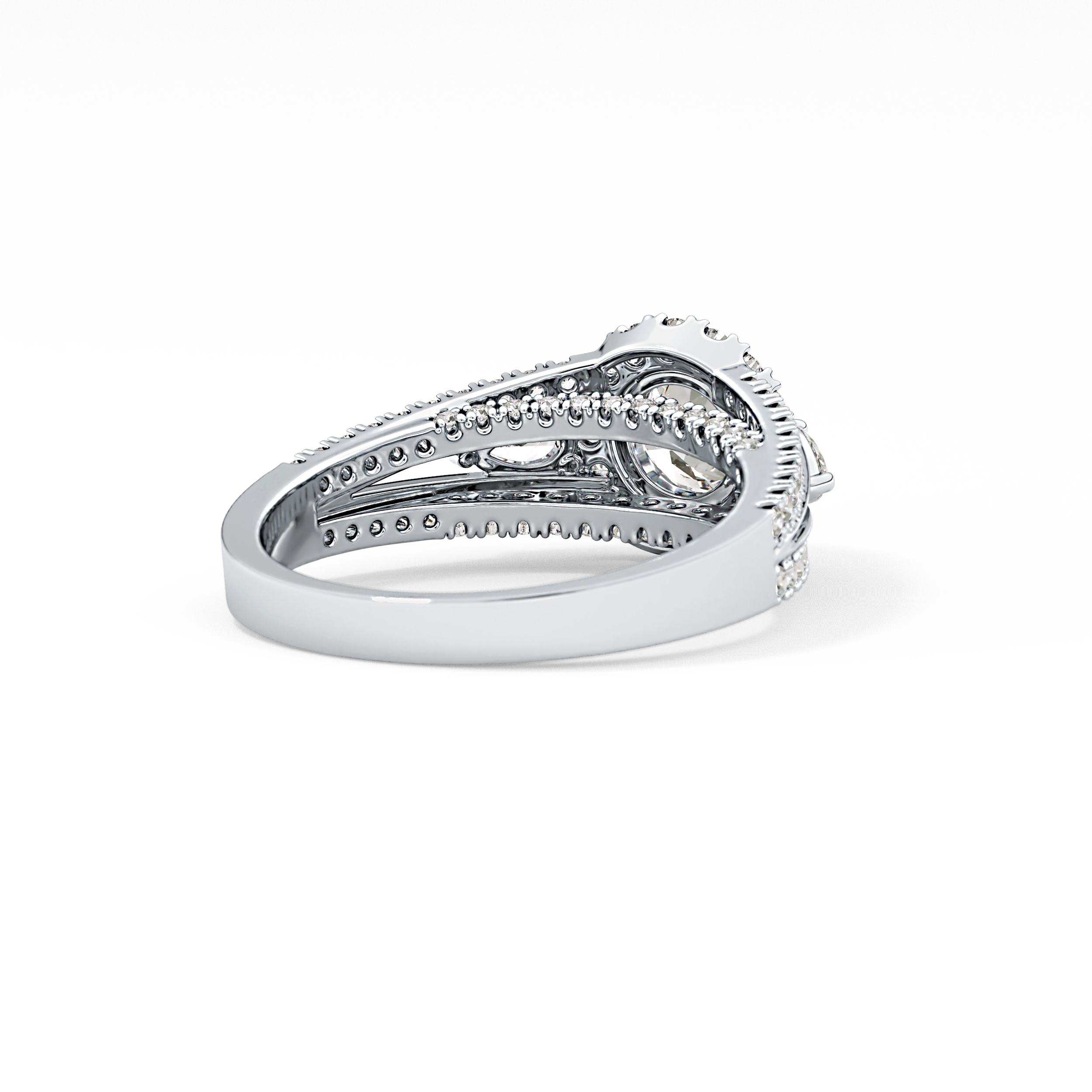 Round Halo & Split Shank Pave Lab Grown Diamond Engagement Ring