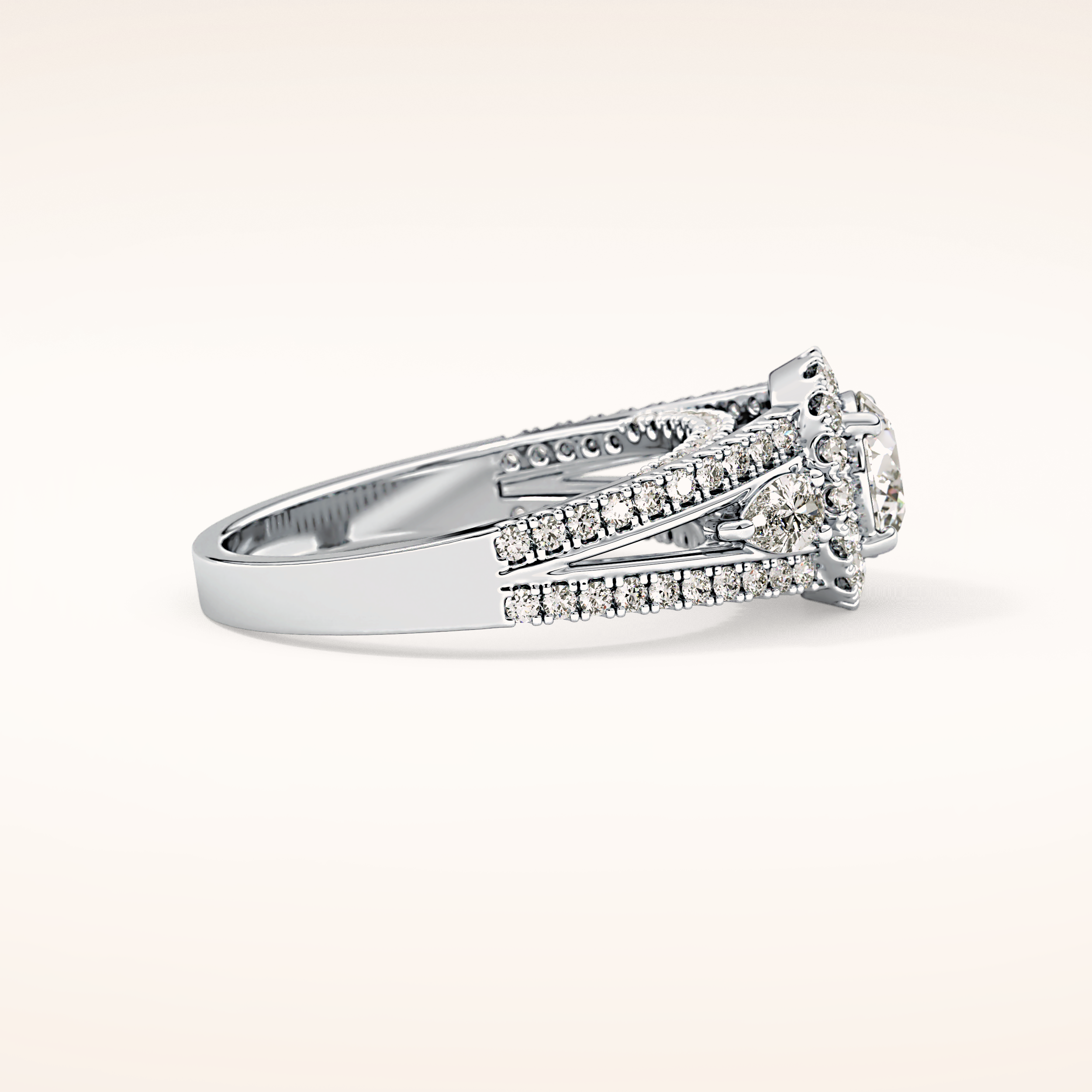 0.62 CT Round Shaped Cluster Moissanite Engagement Ring