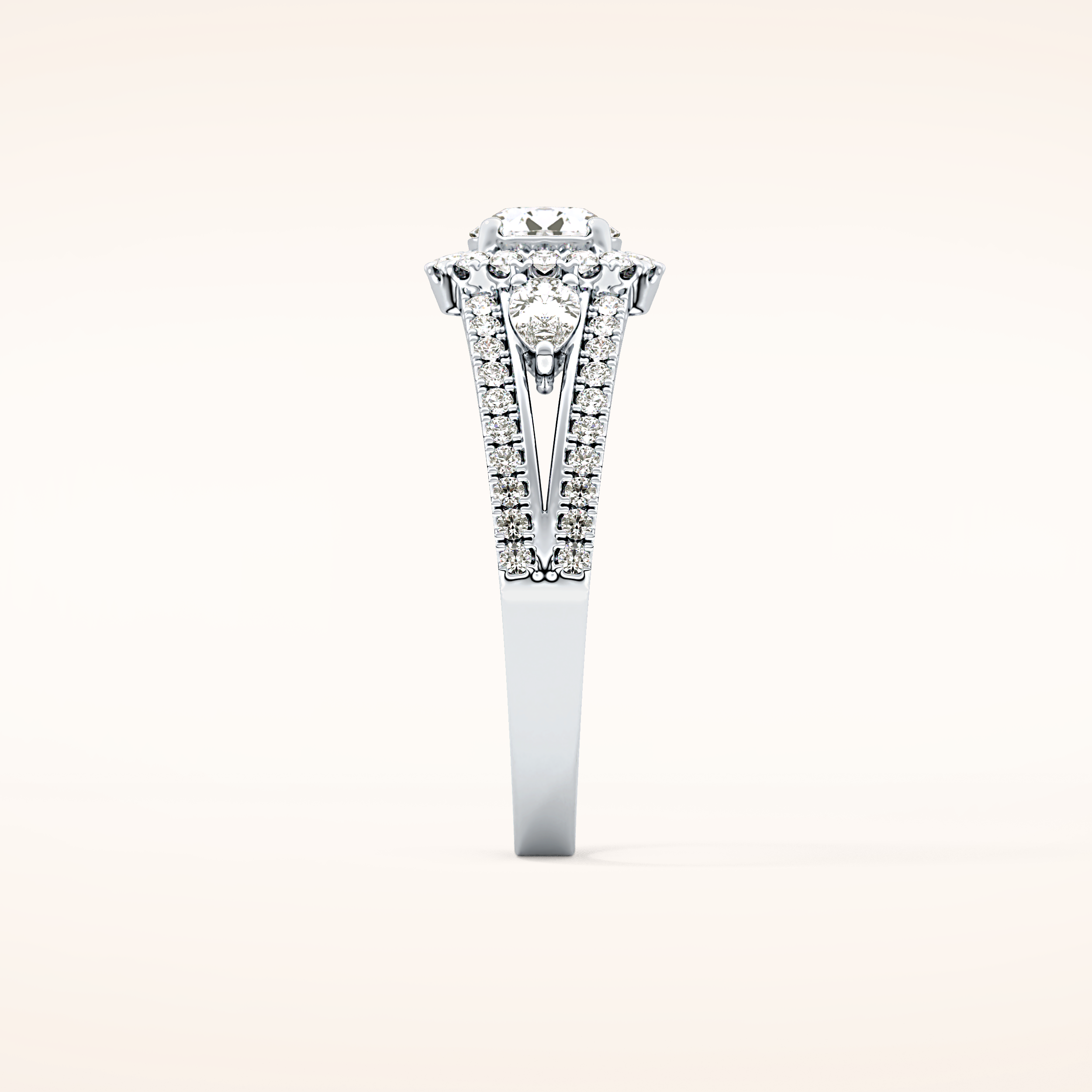 0.62 CT Round Shaped Cluster Moissanite Engagement Ring