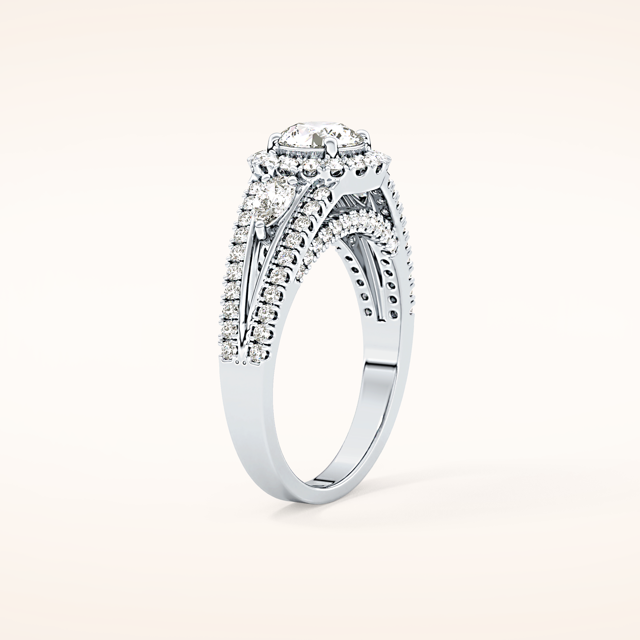 0.62 CT Round Shaped Cluster Moissanite Engagement Ring