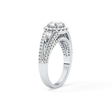 Round Halo & Split Shank Pave Lab Grown Diamond Engagement Ring
