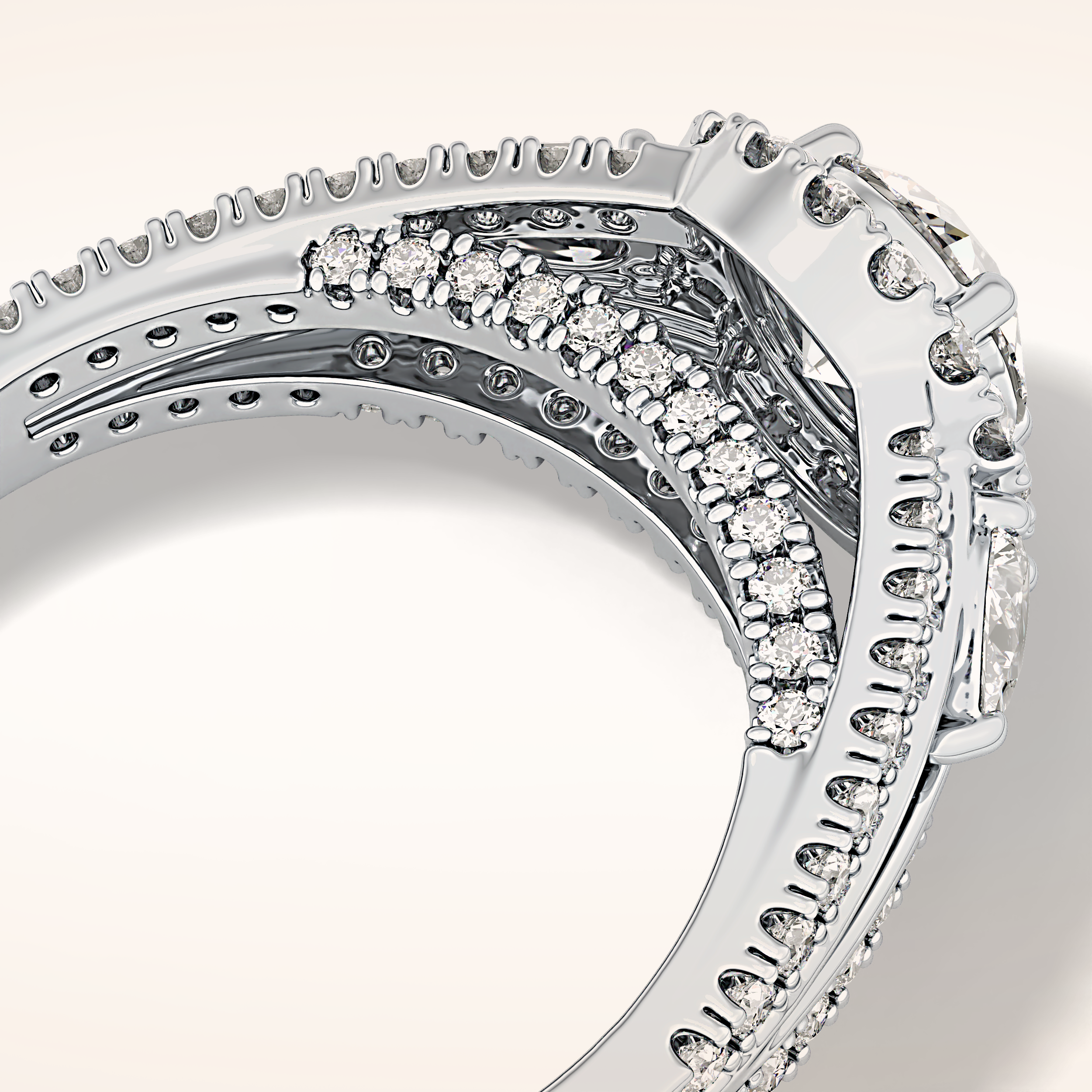 0.62 CT Round Shaped Cluster Moissanite Engagement Ring