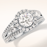 0.62 CT Round Shaped Cluster Moissanite Engagement Ring