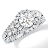 Round Halo & Split Shank Pave Lab Grown Diamond Engagement Ring