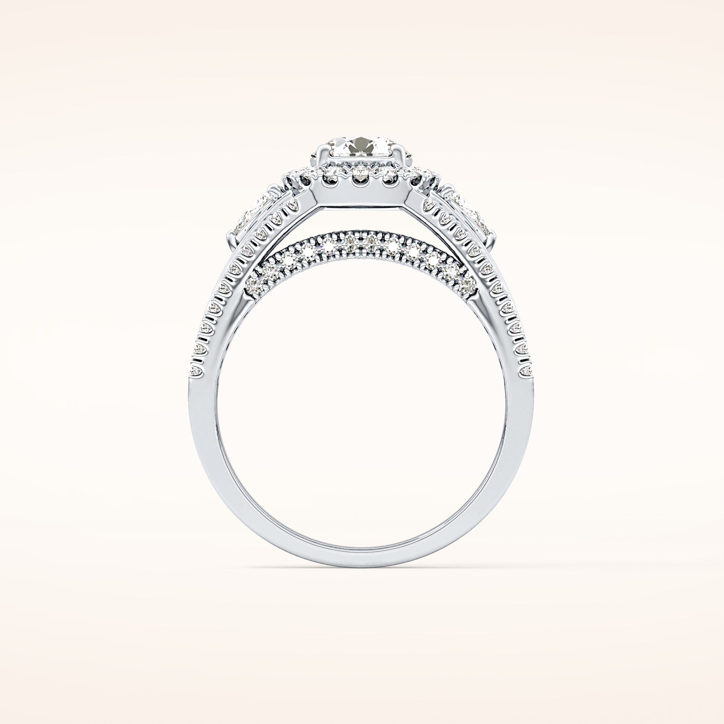 0.62 CT Round Shaped Cluster Moissanite Engagement Ring