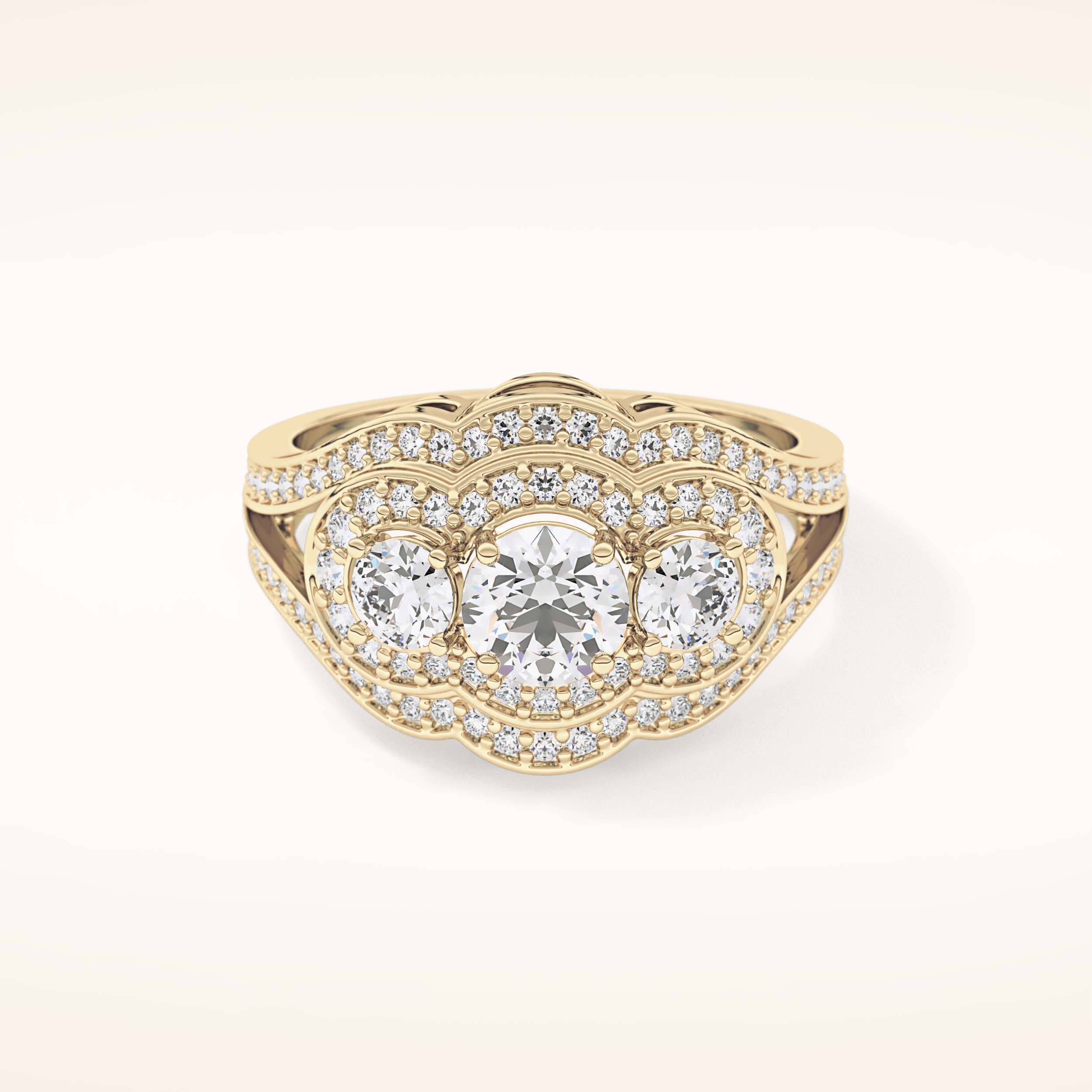 0.56 CT Round Shaped Cluster Moissanite Engagement Ring