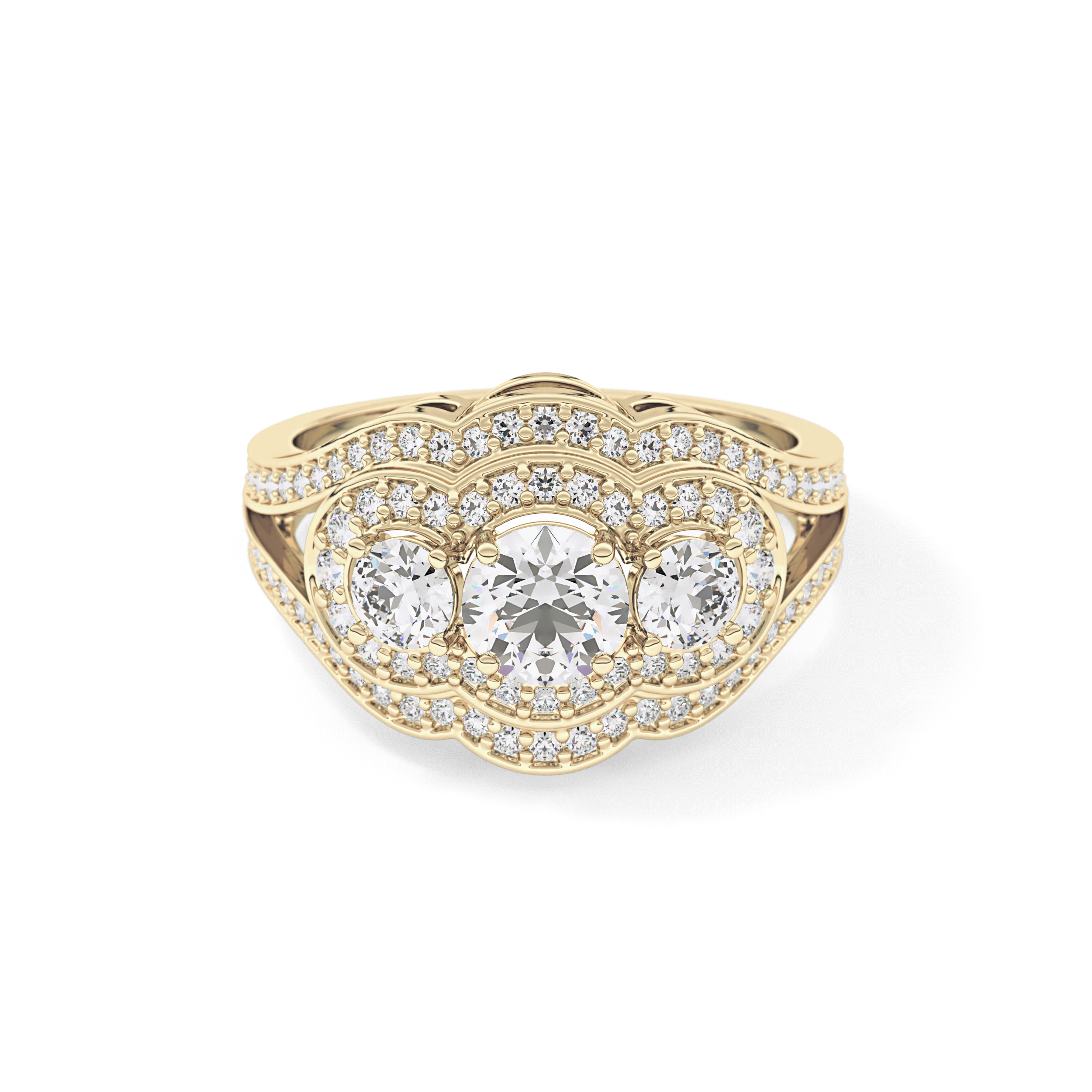 Round Cluster & Split Shank Pave Lab Grown Diamond Engagement Ring