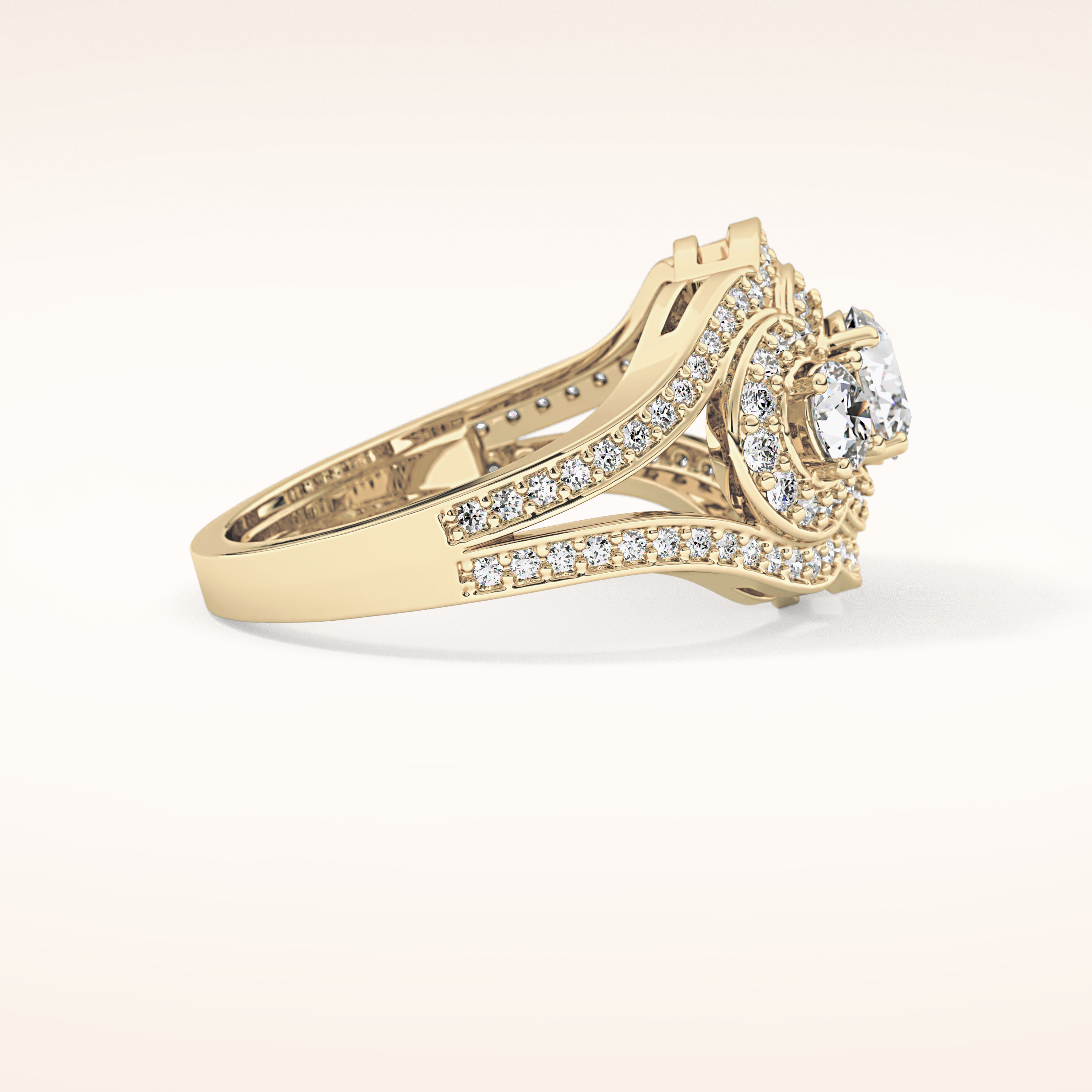 0.56 CT Round Shaped Cluster Moissanite Engagement Ring