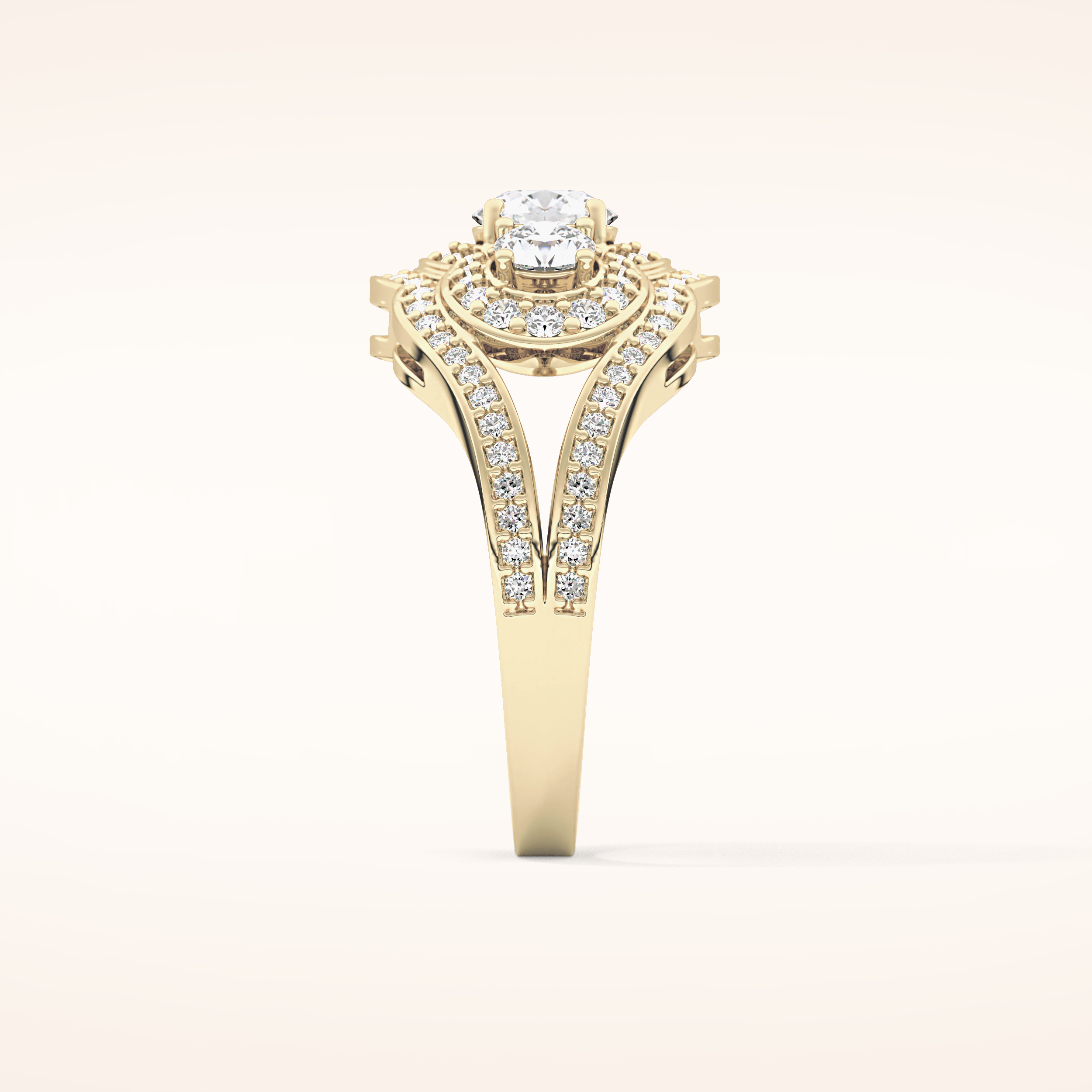 0.56 CT Round Shaped Cluster Moissanite Engagement Ring