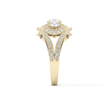 Round Cluster & Split Shank Pave Lab Grown Diamond Engagement Ring