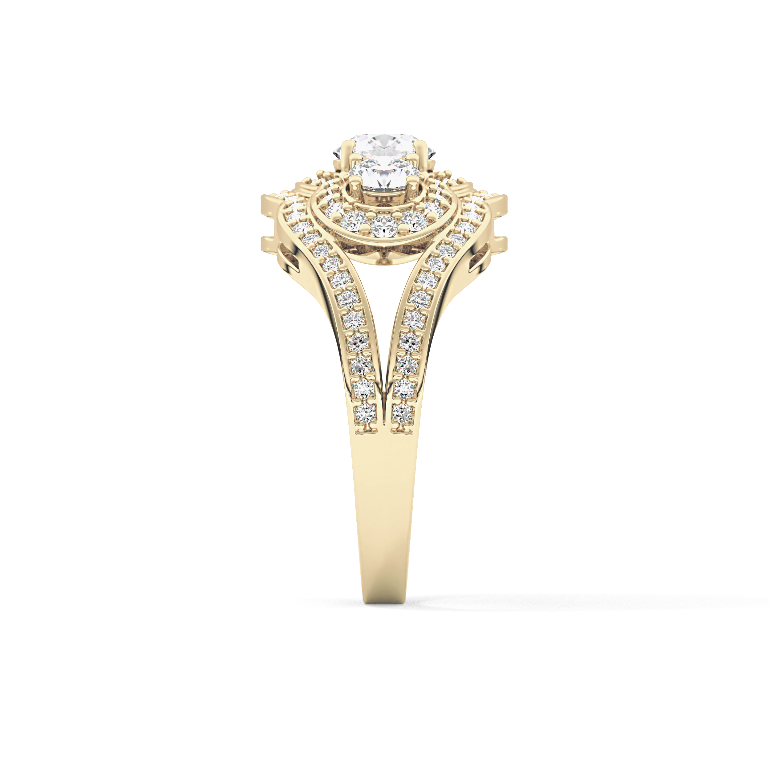 Round Cluster & Split Shank Pave Lab Grown Diamond Engagement Ring