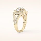 0.56 CT Round Shaped Cluster Moissanite Engagement Ring
