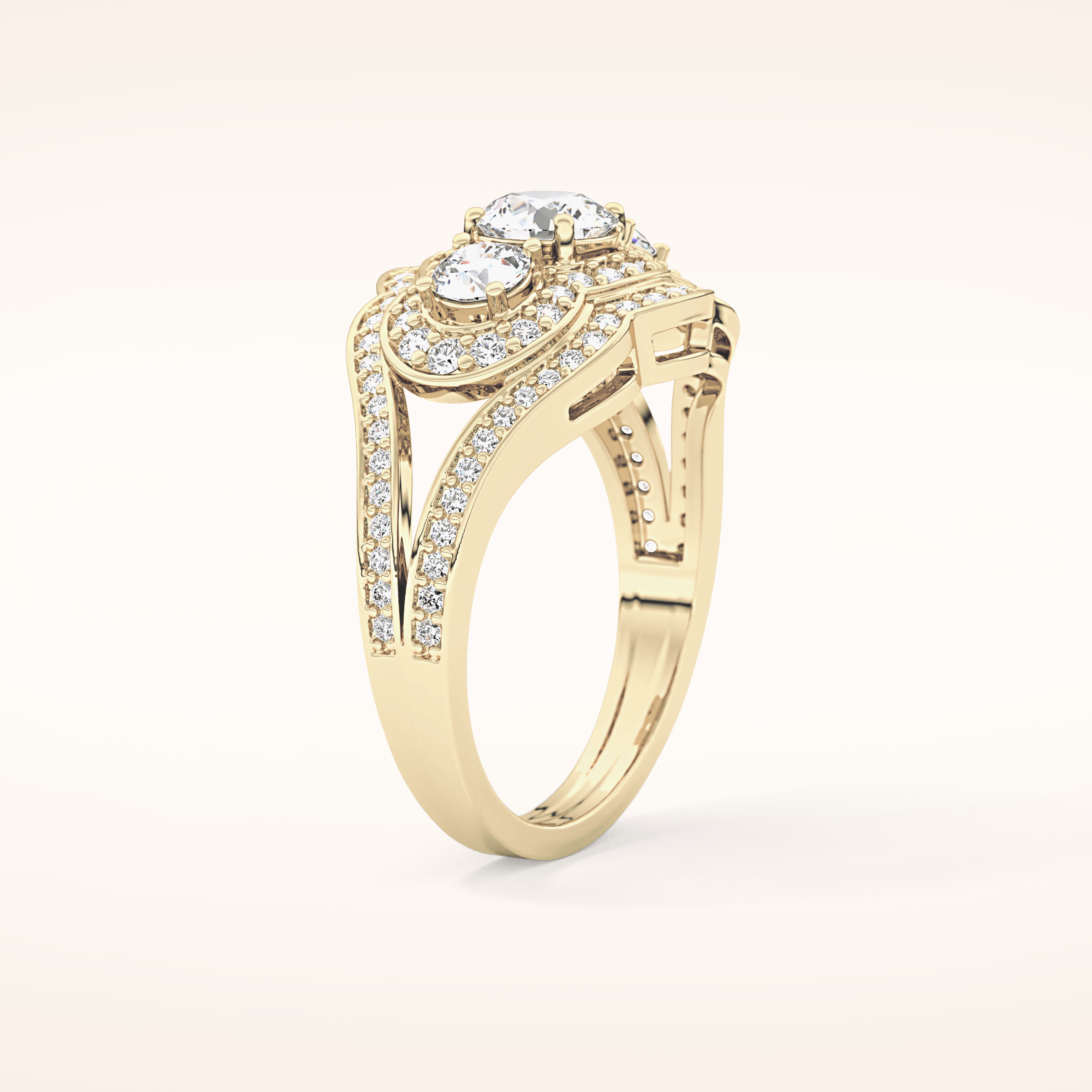 0.56 CT Round Shaped Cluster Moissanite Engagement Ring
