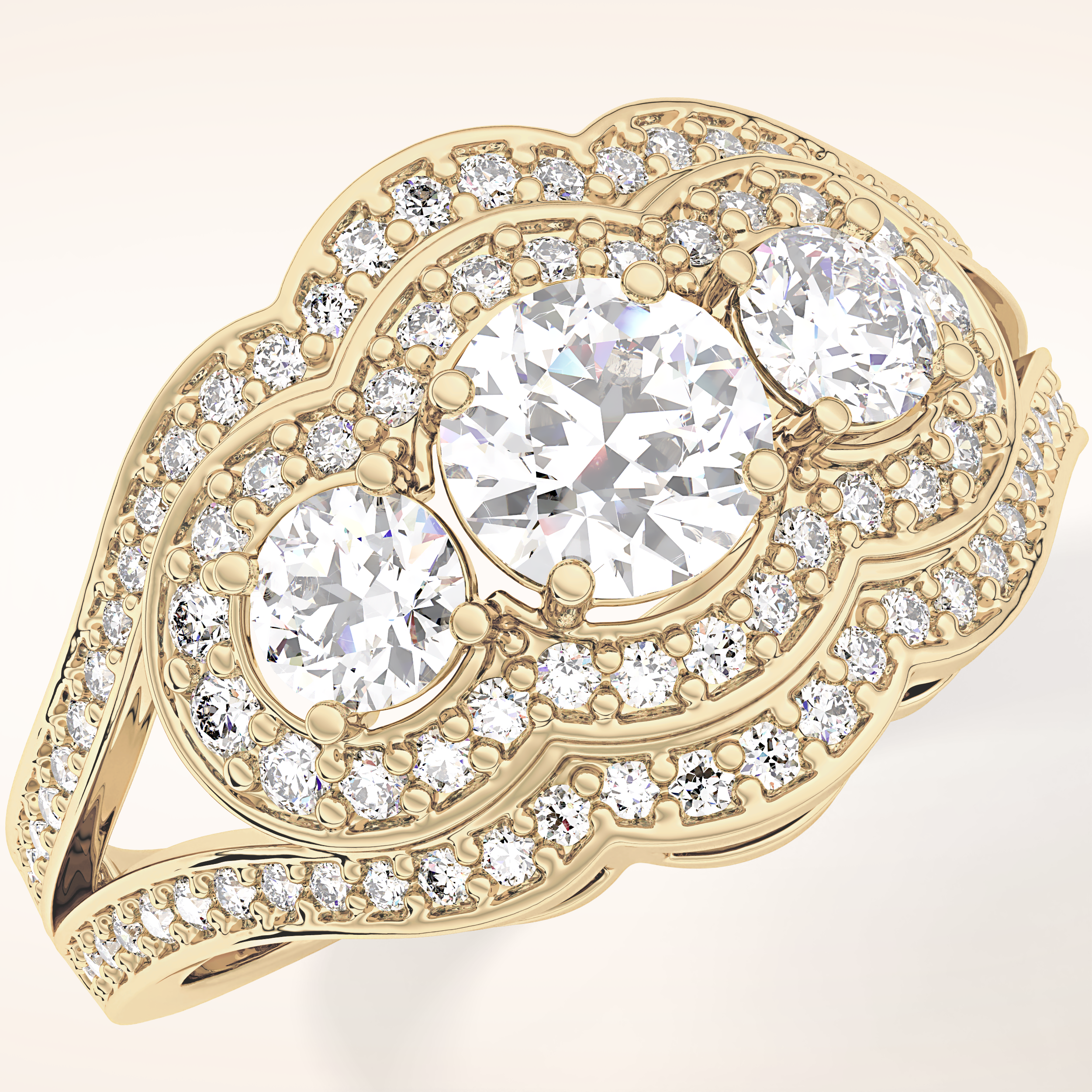 0.56 CT Round Shaped Cluster Moissanite Engagement Ring