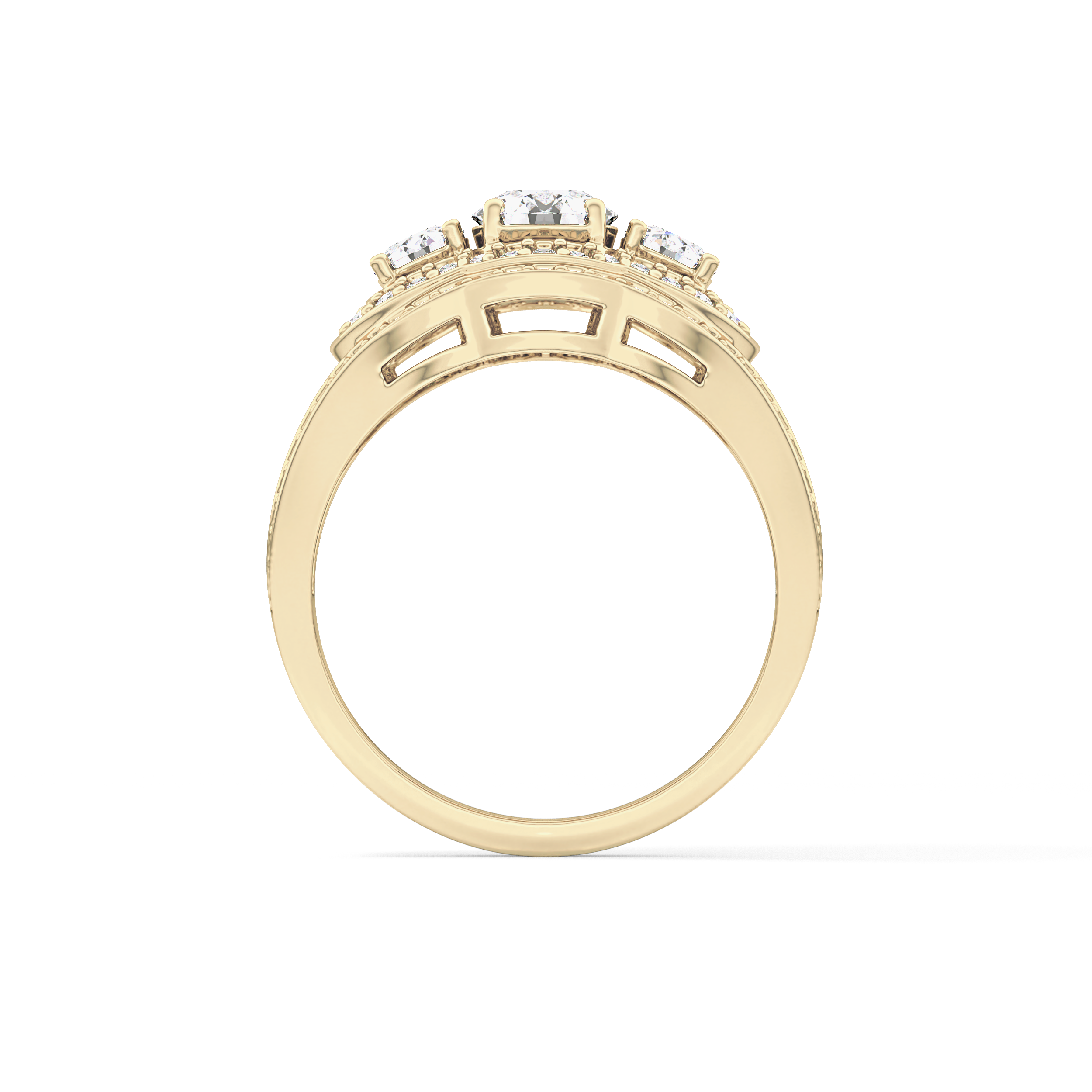 Round Cluster & Split Shank Pave Lab Grown Diamond Engagement Ring