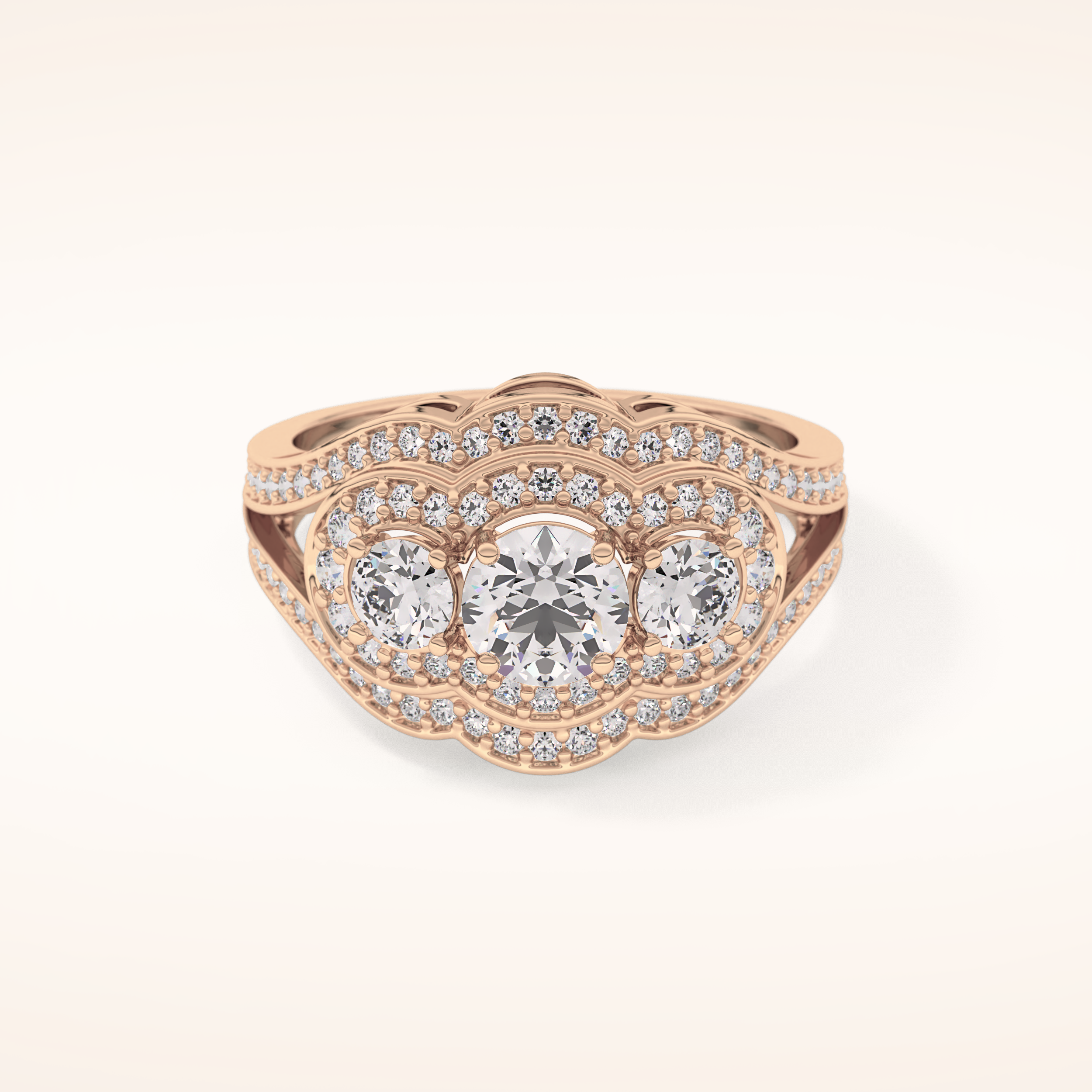 0.56 CT Round Shaped Cluster Moissanite Engagement Ring