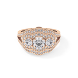 Round Cluster & Split Shank Pave Lab Grown Diamond Engagement Ring