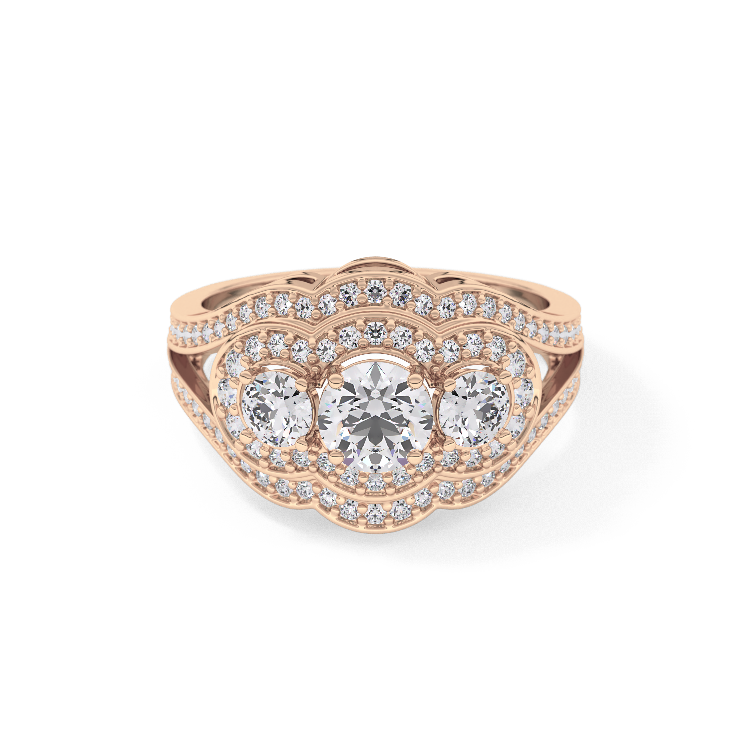 Round Cluster & Split Shank Pave Lab Grown Diamond Engagement Ring