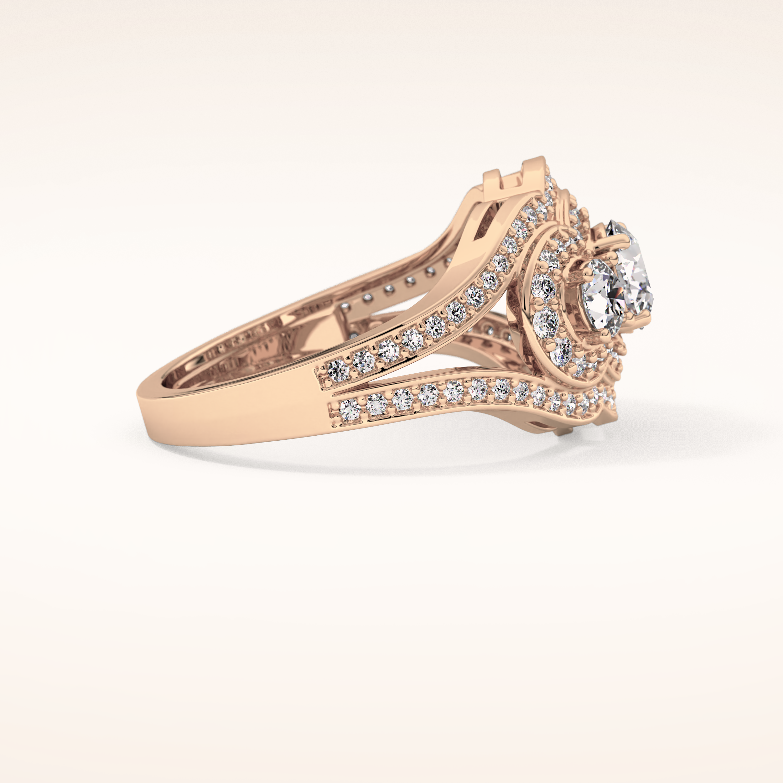 0.56 CT Round Shaped Cluster Moissanite Engagement Ring