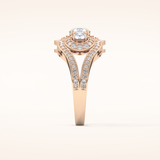 0.56 CT Round Shaped Cluster Moissanite Engagement Ring