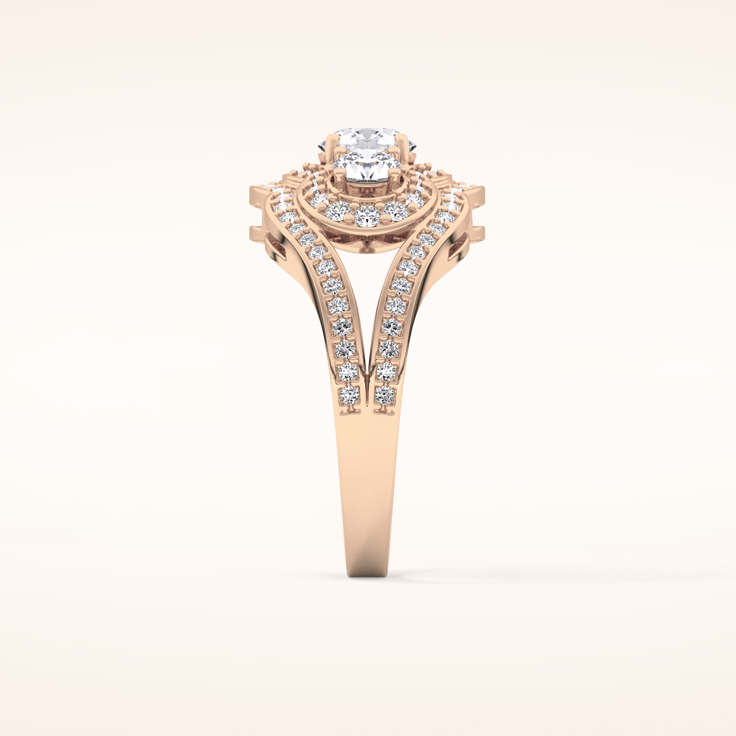 0.56 CT Round Shaped Cluster Moissanite Engagement Ring