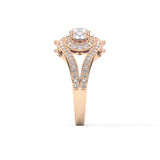 Round Cluster & Split Shank Pave Lab Grown Diamond Engagement Ring