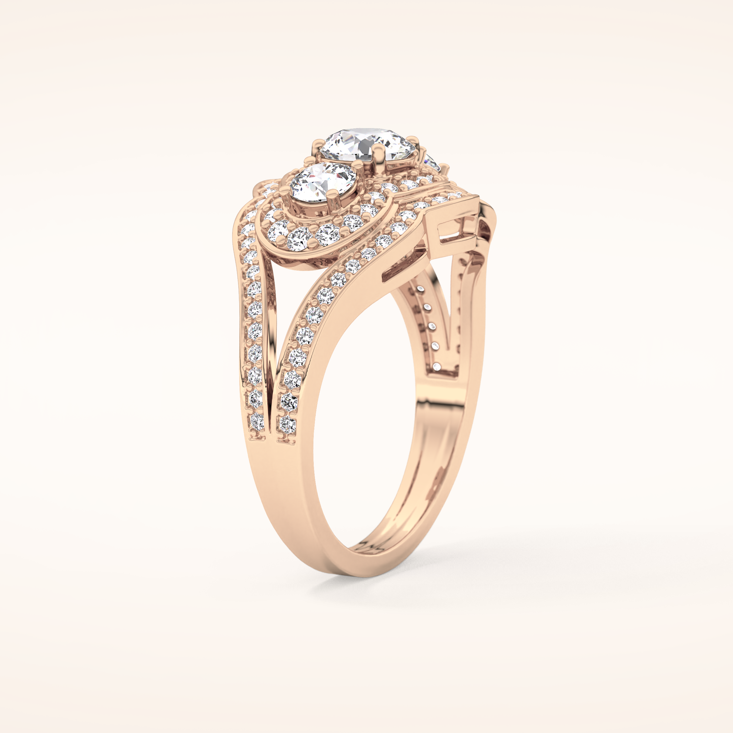 0.56 CT Round Shaped Cluster Moissanite Engagement Ring