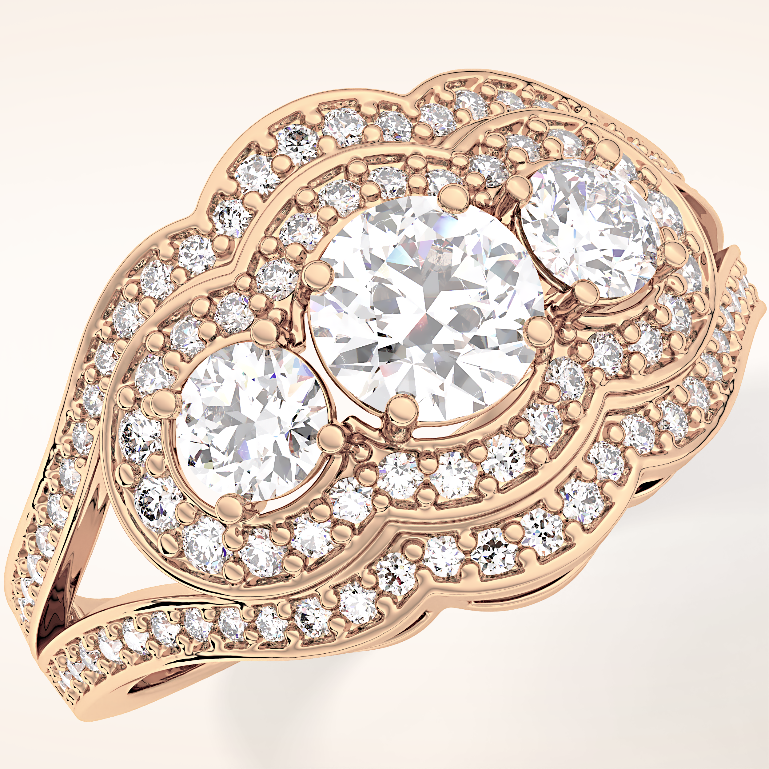 0.56 CT Round Shaped Cluster Moissanite Engagement Ring
