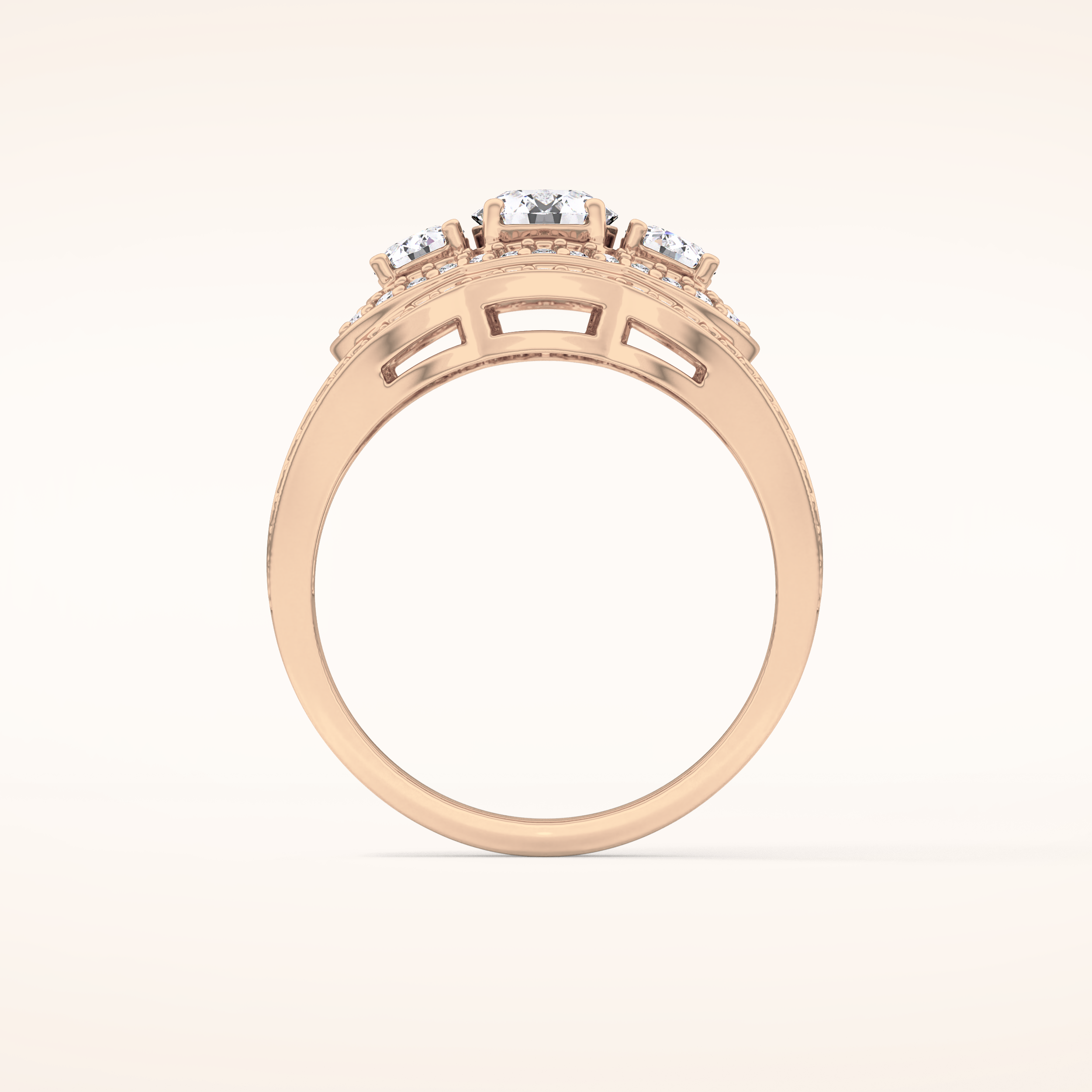 0.56 CT Round Shaped Cluster Moissanite Engagement Ring