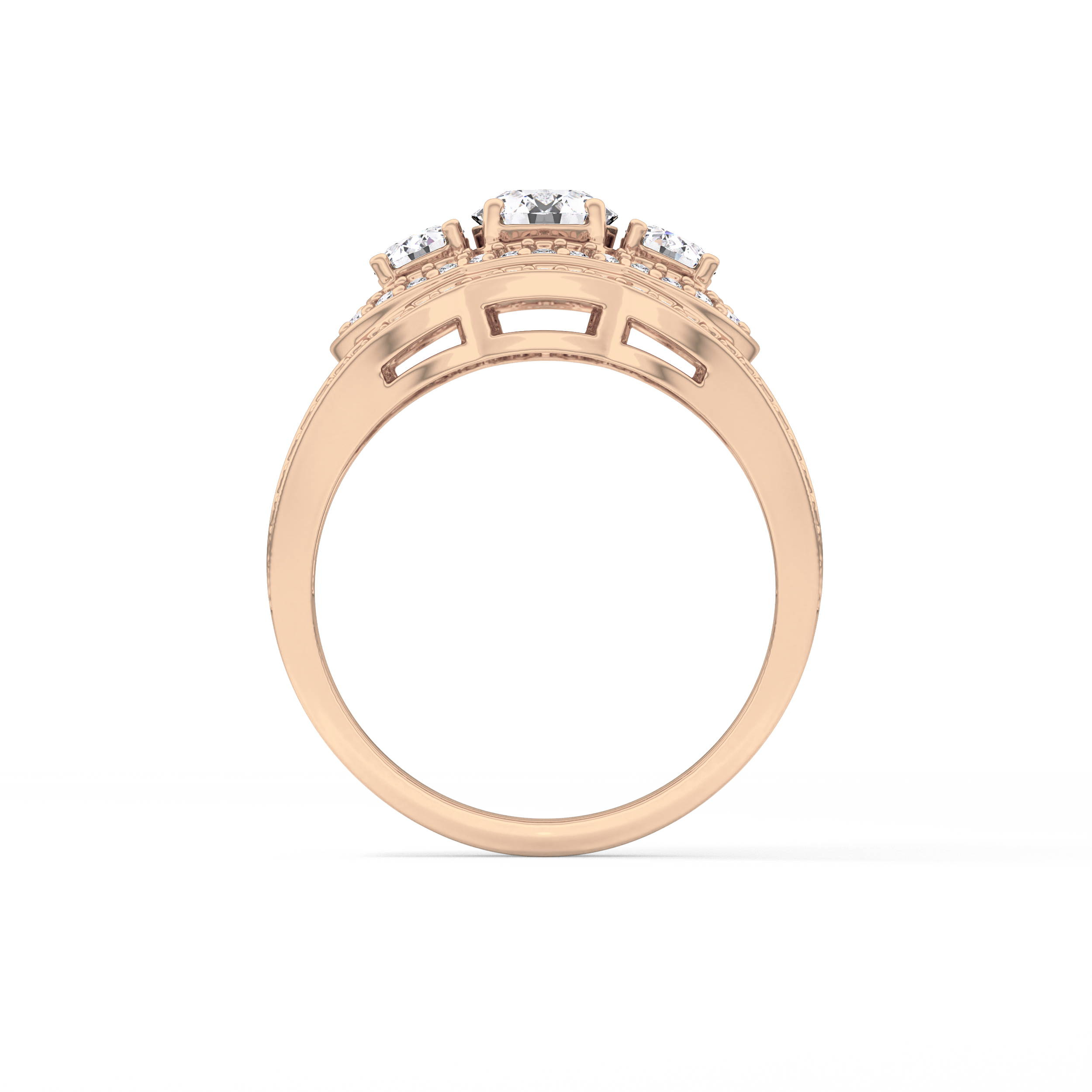 Round Cluster & Split Shank Pave Lab Grown Diamond Engagement Ring