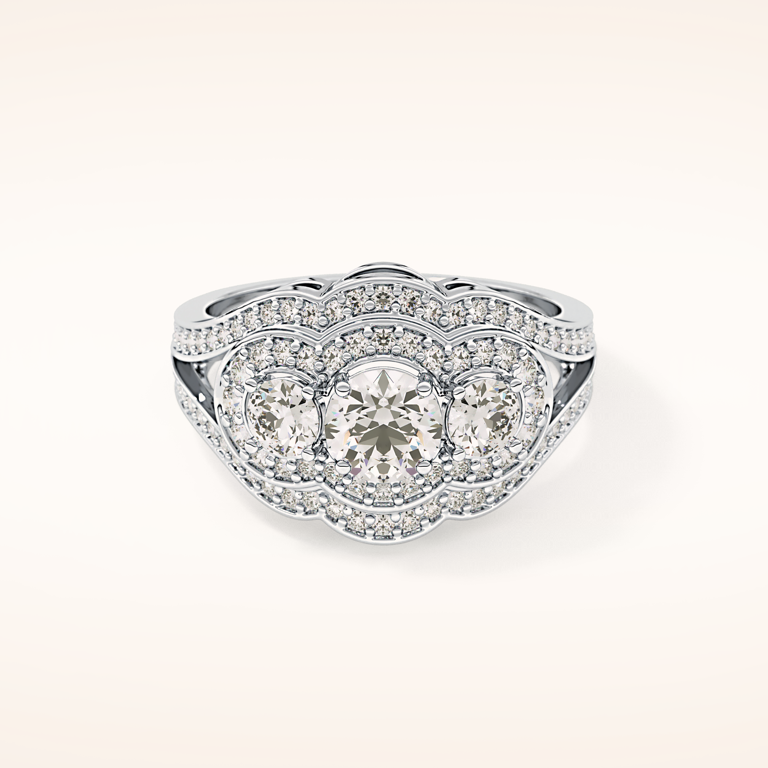 0.56 CT Round Shaped Cluster Moissanite Engagement Ring