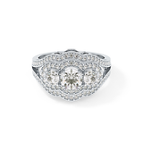 Round Cluster & Split Shank Pave Lab Grown Diamond Engagement Ring