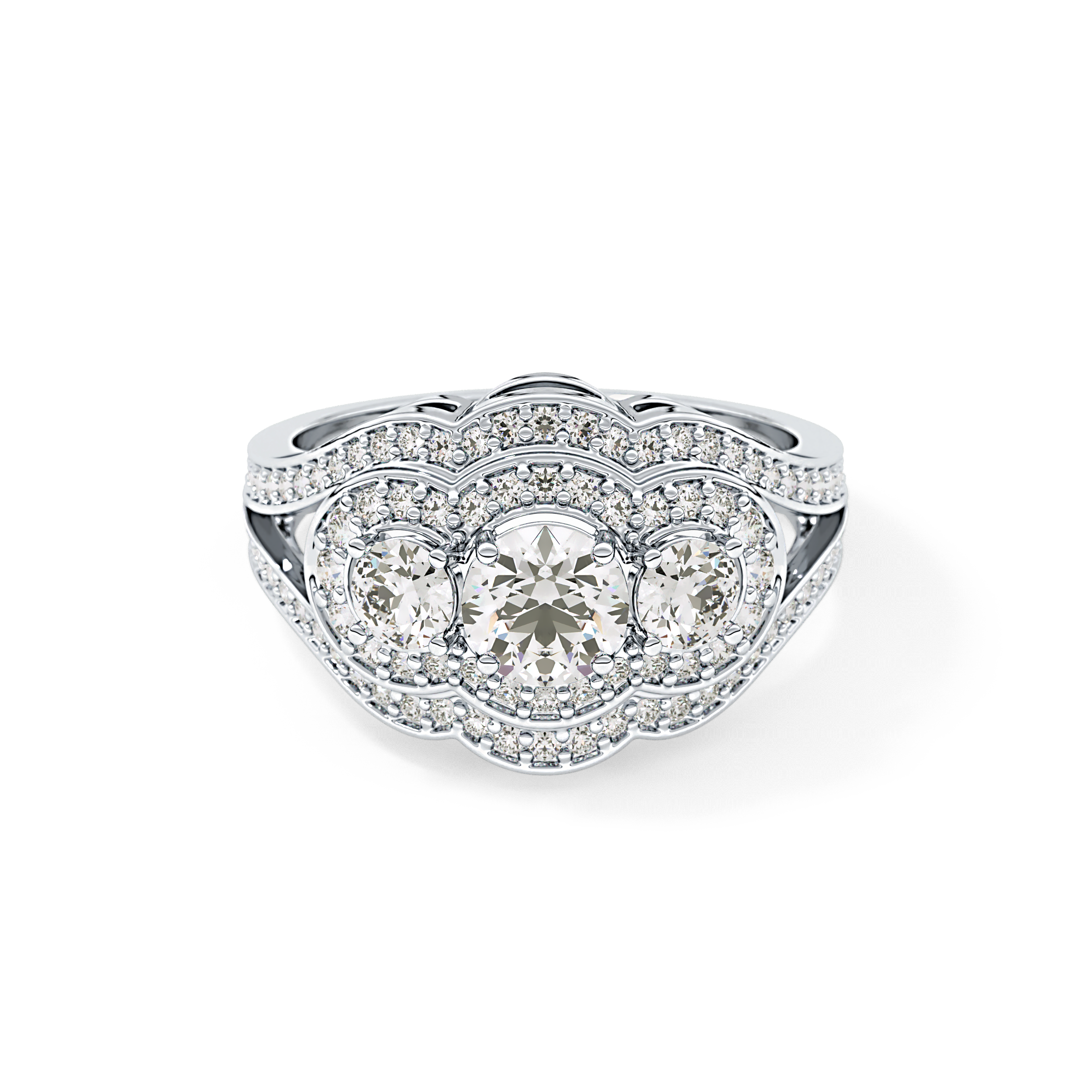 Round Cluster & Split Shank Pave Lab Grown Diamond Engagement Ring