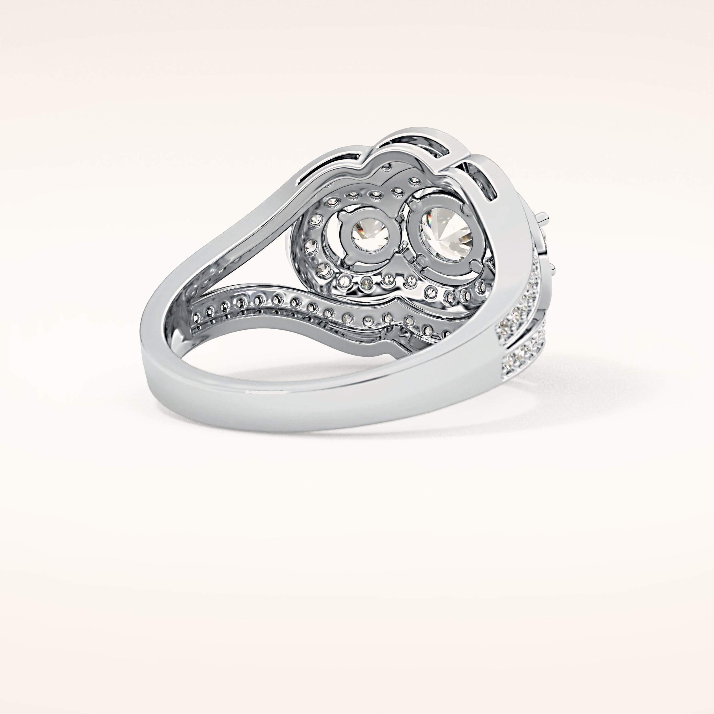 0.56 CT Round Shaped Cluster Moissanite Engagement Ring
