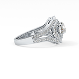 Round Cluster & Split Shank Pave Lab Grown Diamond Engagement Ring
