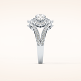 0.56 CT Round Shaped Cluster Moissanite Engagement Ring