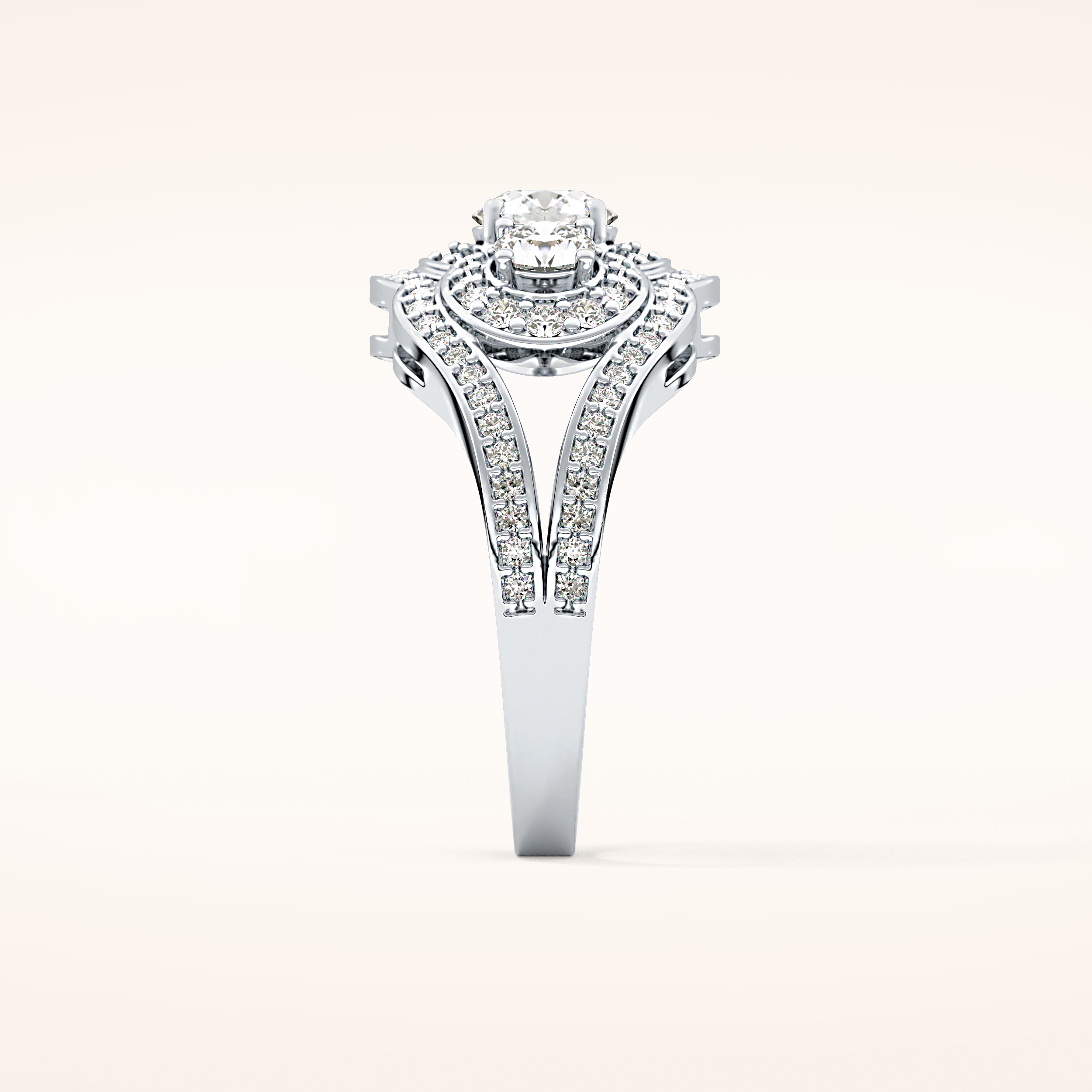 0.56 CT Round Shaped Cluster Moissanite Engagement Ring