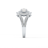 Round Cluster & Split Shank Pave Lab Grown Diamond Engagement Ring