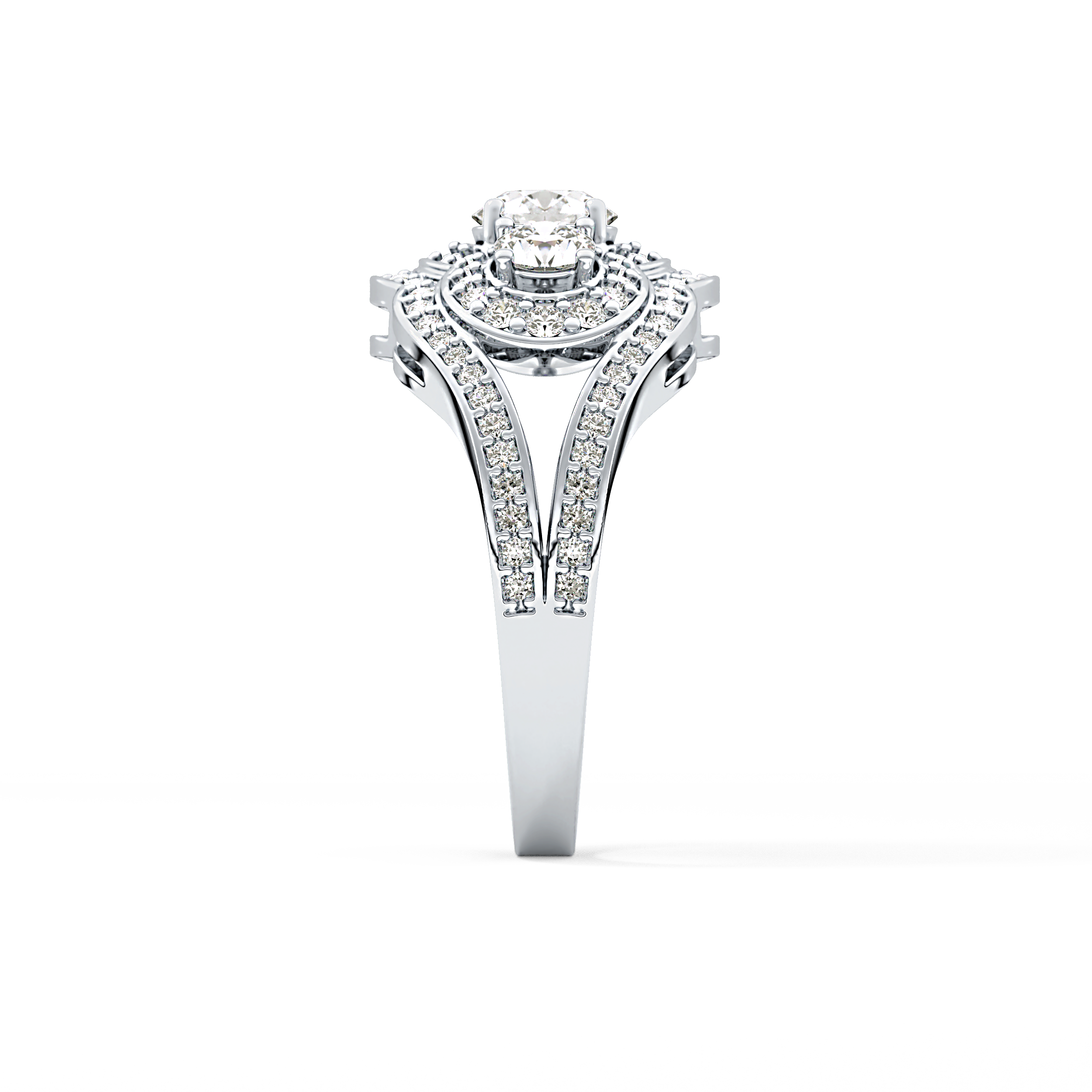 Round Cluster & Split Shank Pave Lab Grown Diamond Engagement Ring