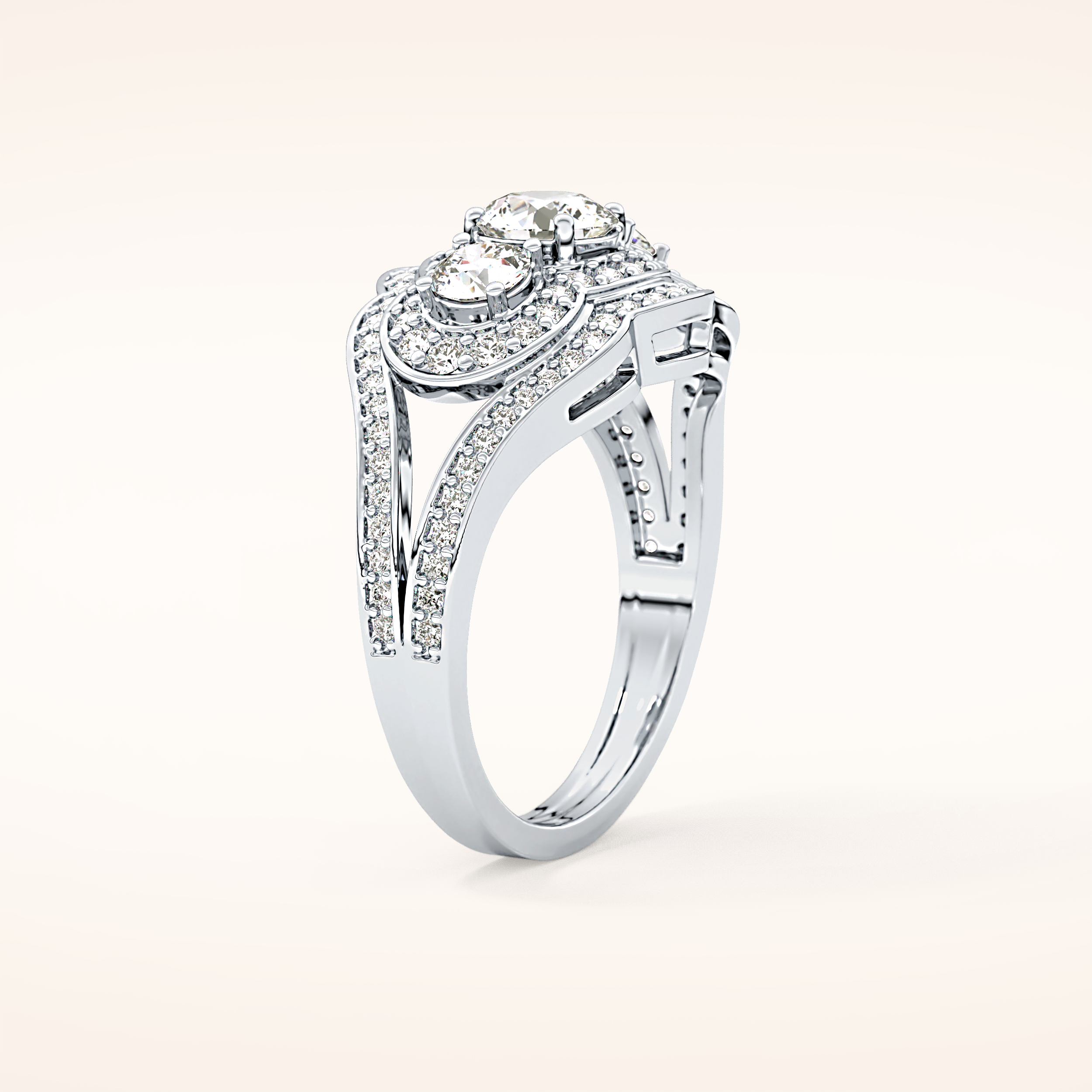 0.56 CT Round Shaped Cluster Moissanite Engagement Ring
