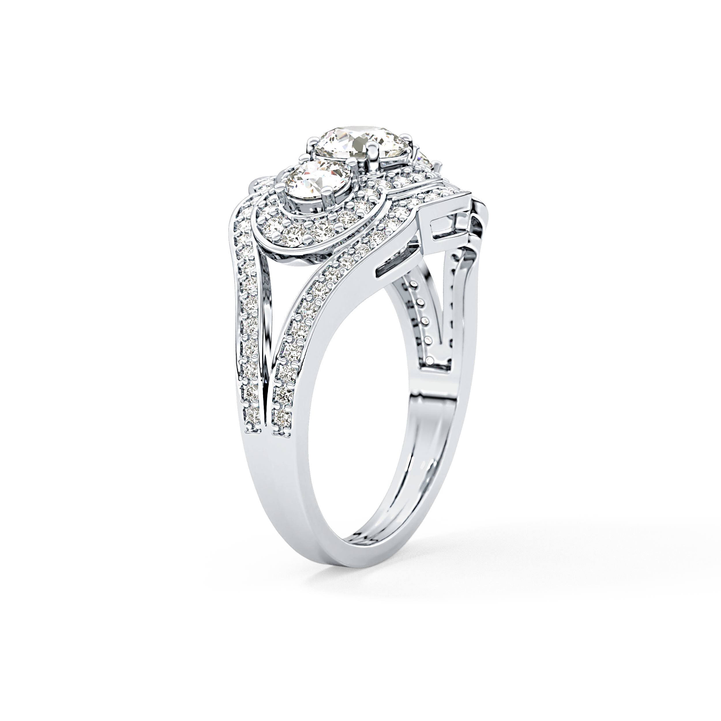 Round Cluster & Split Shank Pave Lab Grown Diamond Engagement Ring