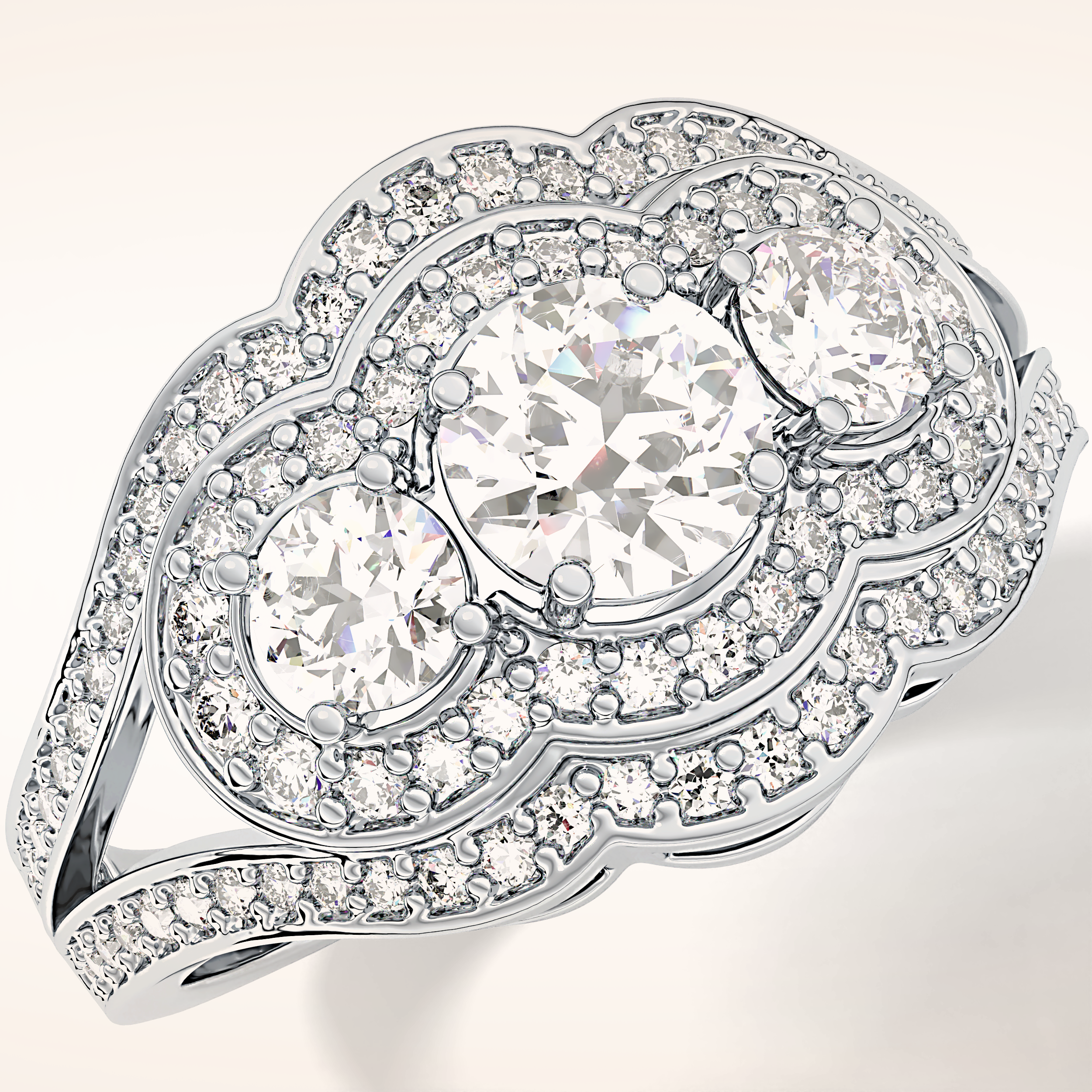 0.56 CT Round Shaped Cluster Moissanite Engagement Ring