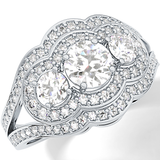 Round Cluster & Split Shank Pave Lab Grown Diamond Engagement Ring