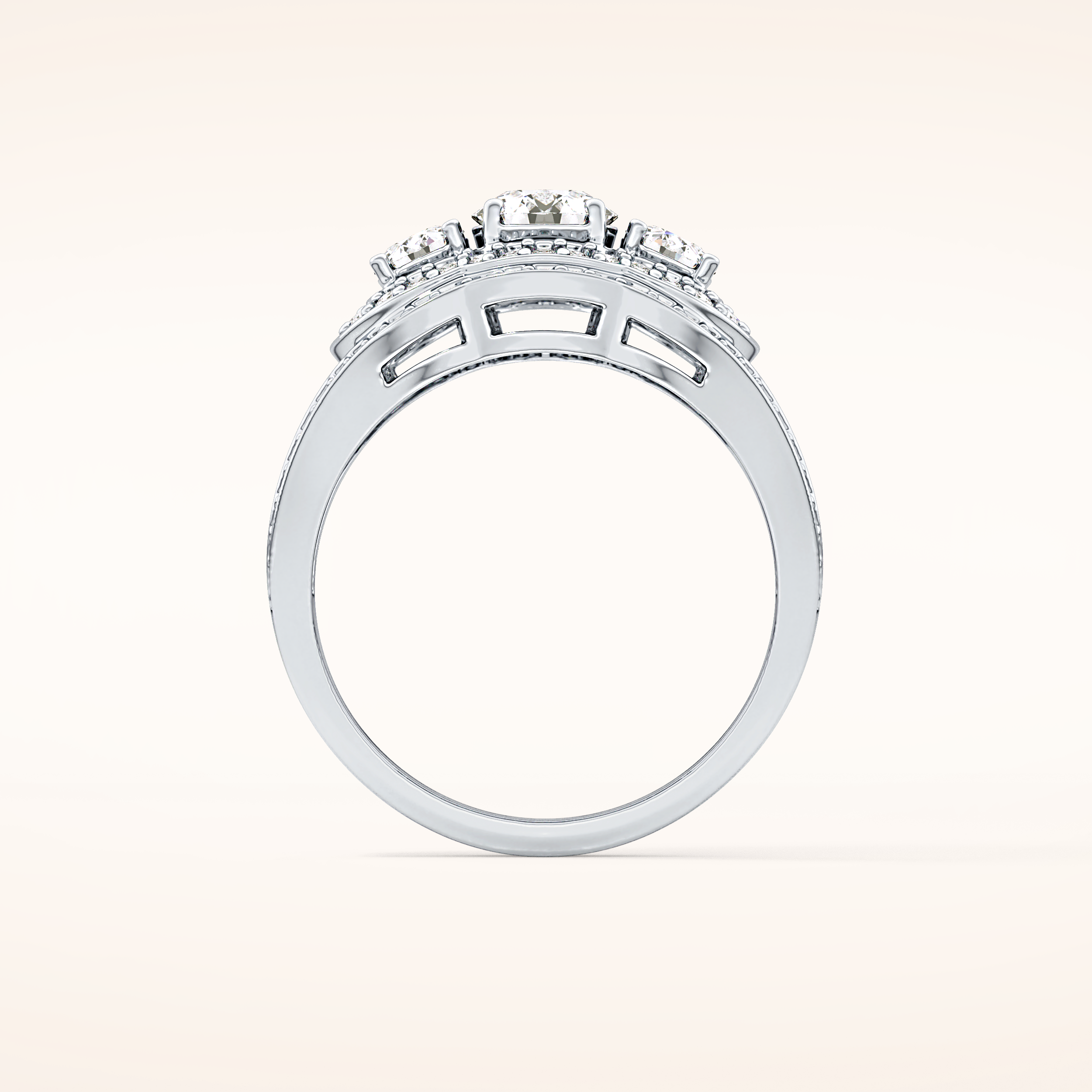 0.56 CT Round Shaped Cluster Moissanite Engagement Ring