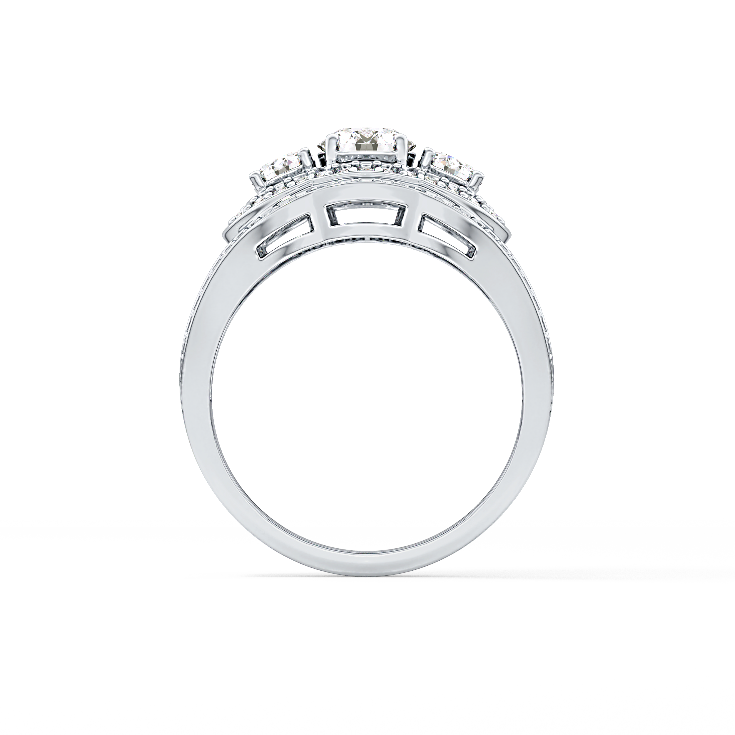 Round Cluster & Split Shank Pave Lab Grown Diamond Engagement Ring