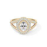 Oval Halo & Split Shank Pave Lab Grown Diamond Engagement Ring