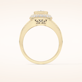 0.91 CT Oval Shaped Double Halo, Pave & Split Shank Moissanite Engagement Ring