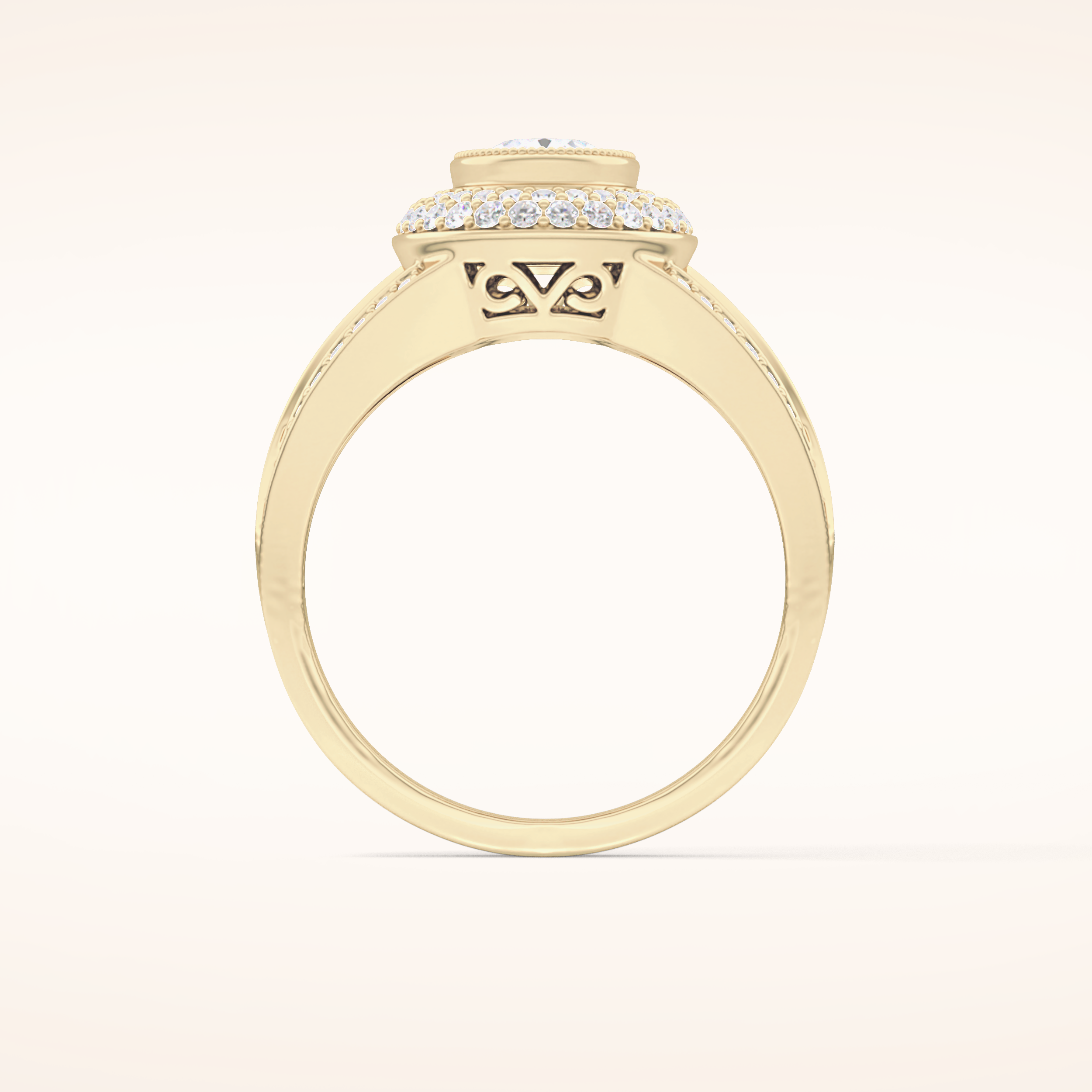 0.91 CT Oval Shaped Double Halo, Pave & Split Shank Moissanite Engagement Ring