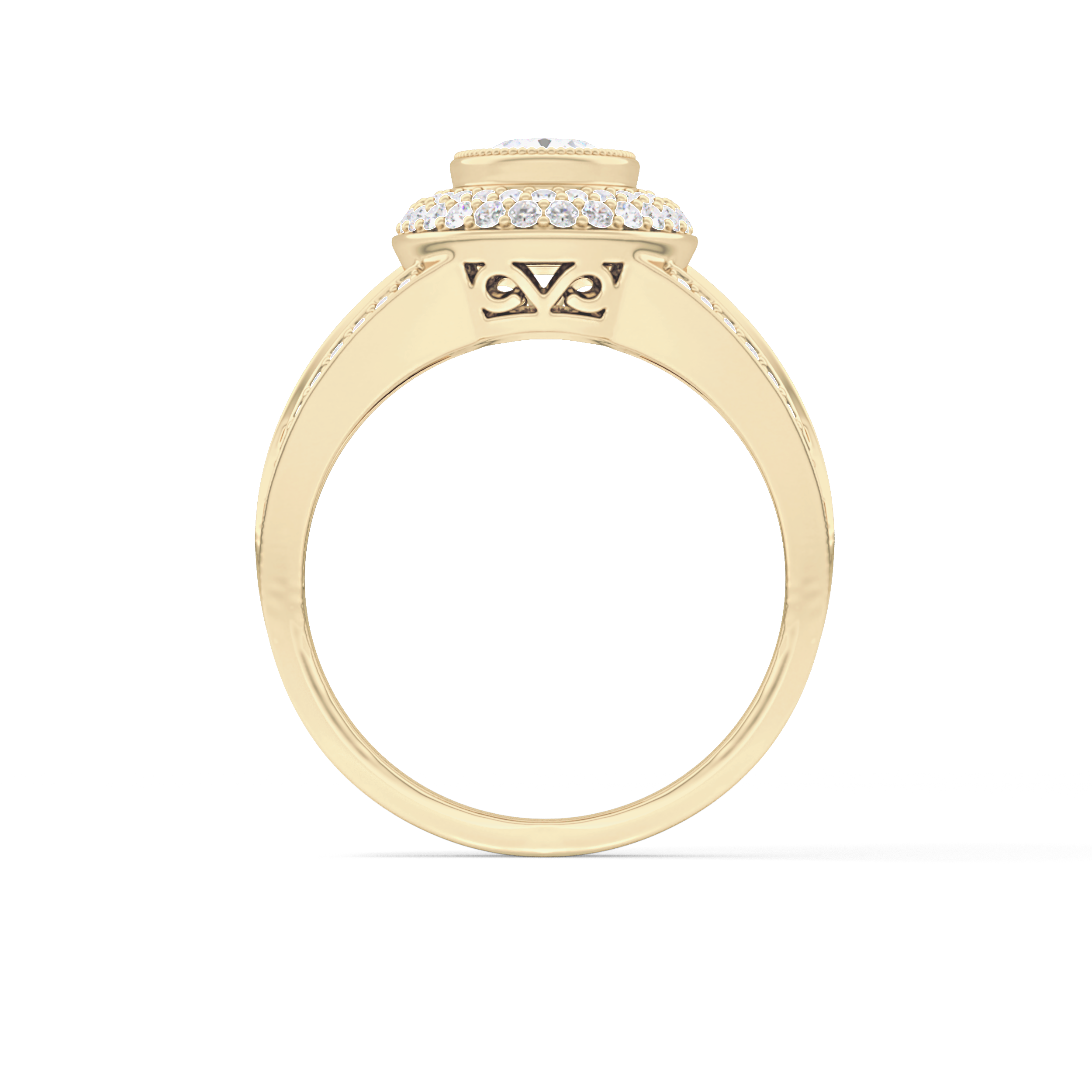 Oval Halo & Split Shank Pave Lab Grown Diamond Engagement Ring